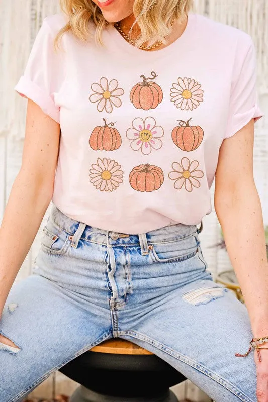 PUMPKINS AND FLOWERS GRAPHIC TEE PLUS SIZE