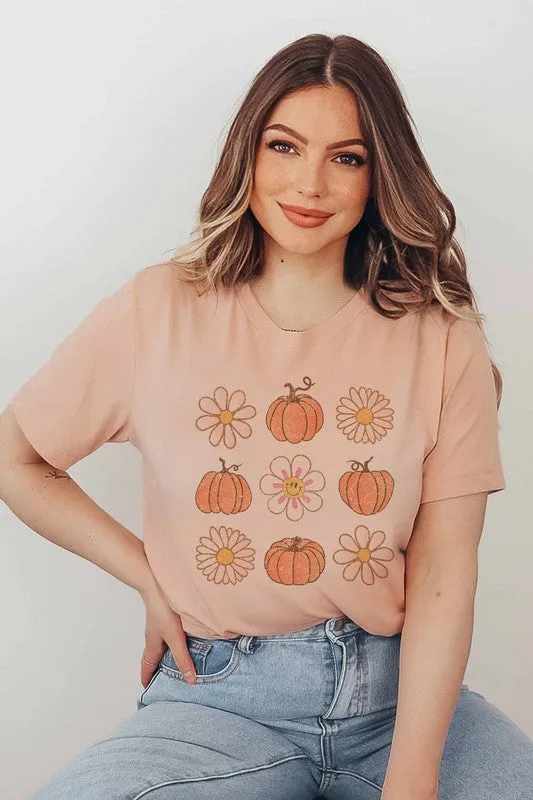 PUMPKINS AND FLOWERS GRAPHIC TEE PLUS SIZE