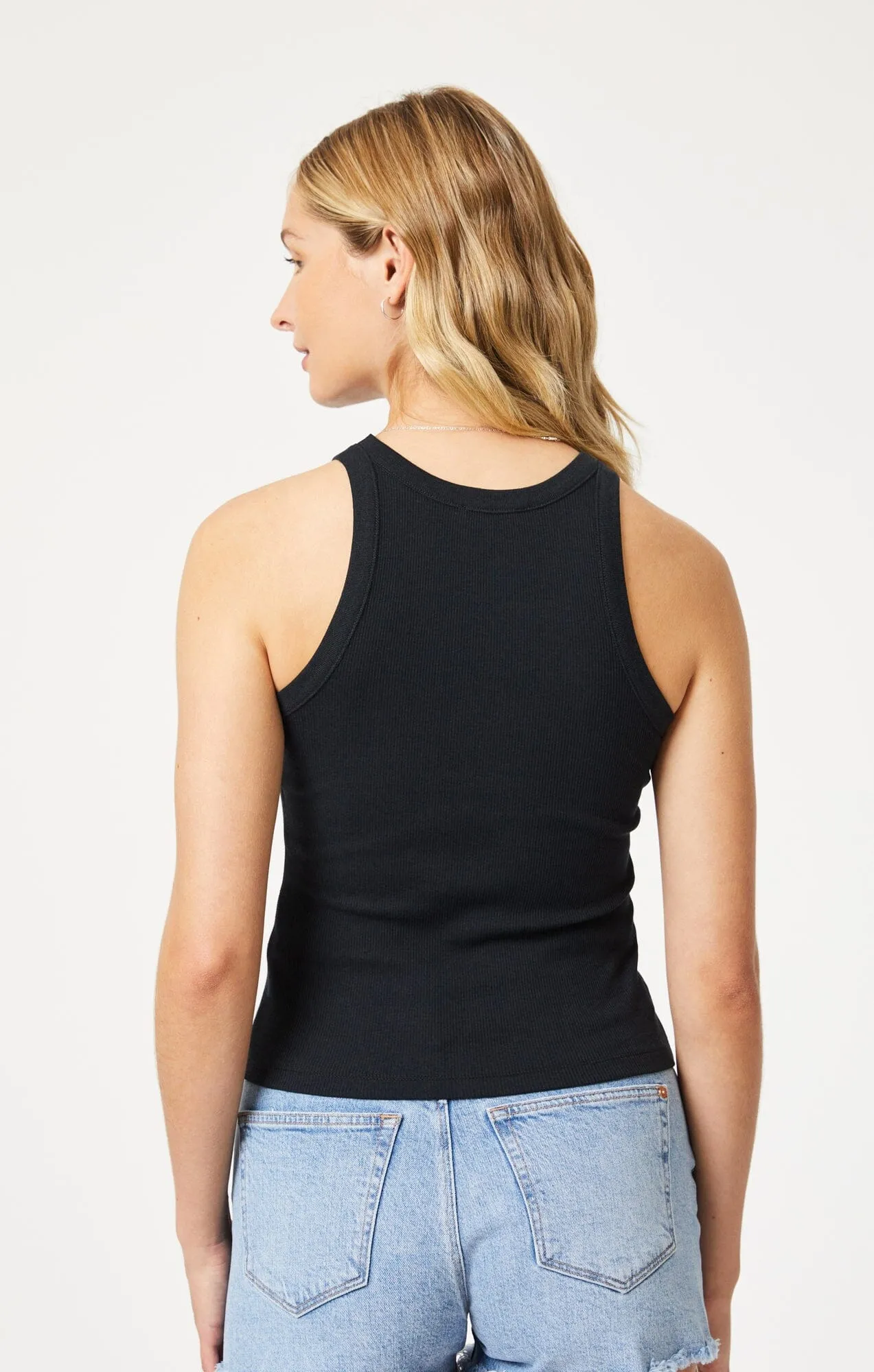 RACER BACK TANK TOP IN BLACK