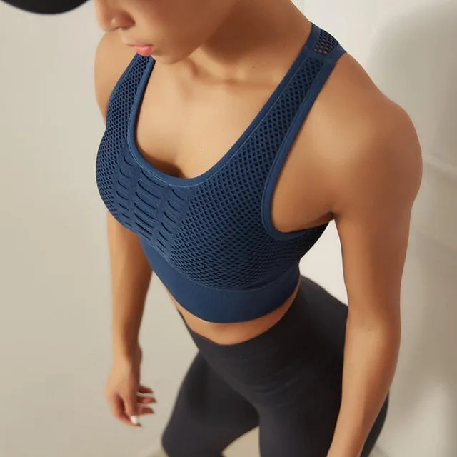 Racerback Running Crop Tops Pink Workout Padded Yoga Bra