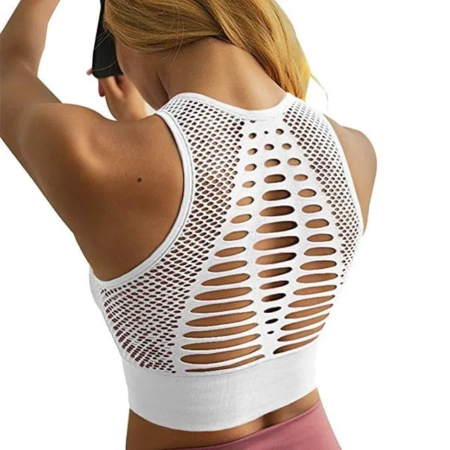 Racerback Running Crop Tops Pink Workout Padded Yoga Bra