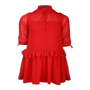 RED CHIFFON GIRLS DRESS