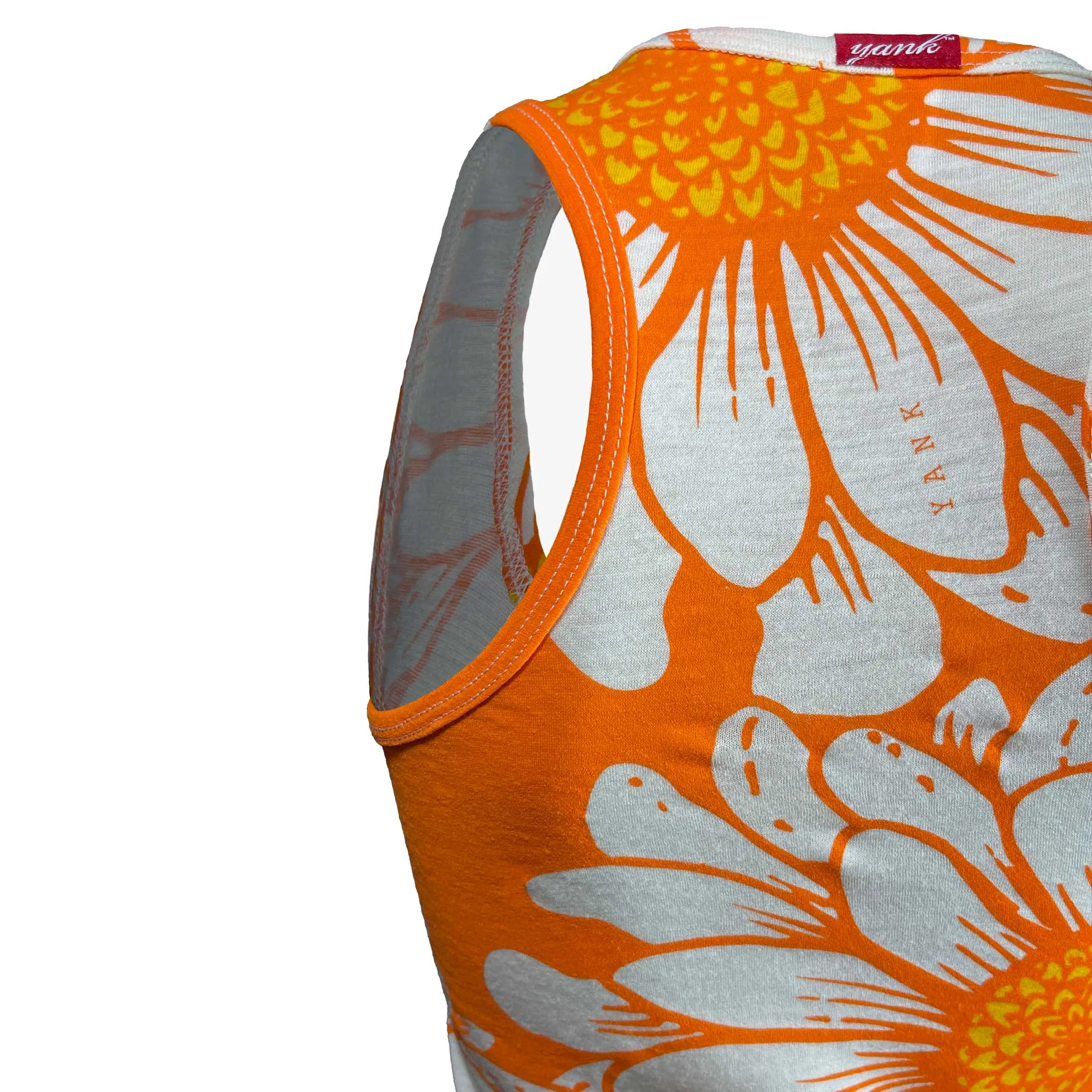 SECONDS Women's Flower Power Merino Tank Top | Orange Zest