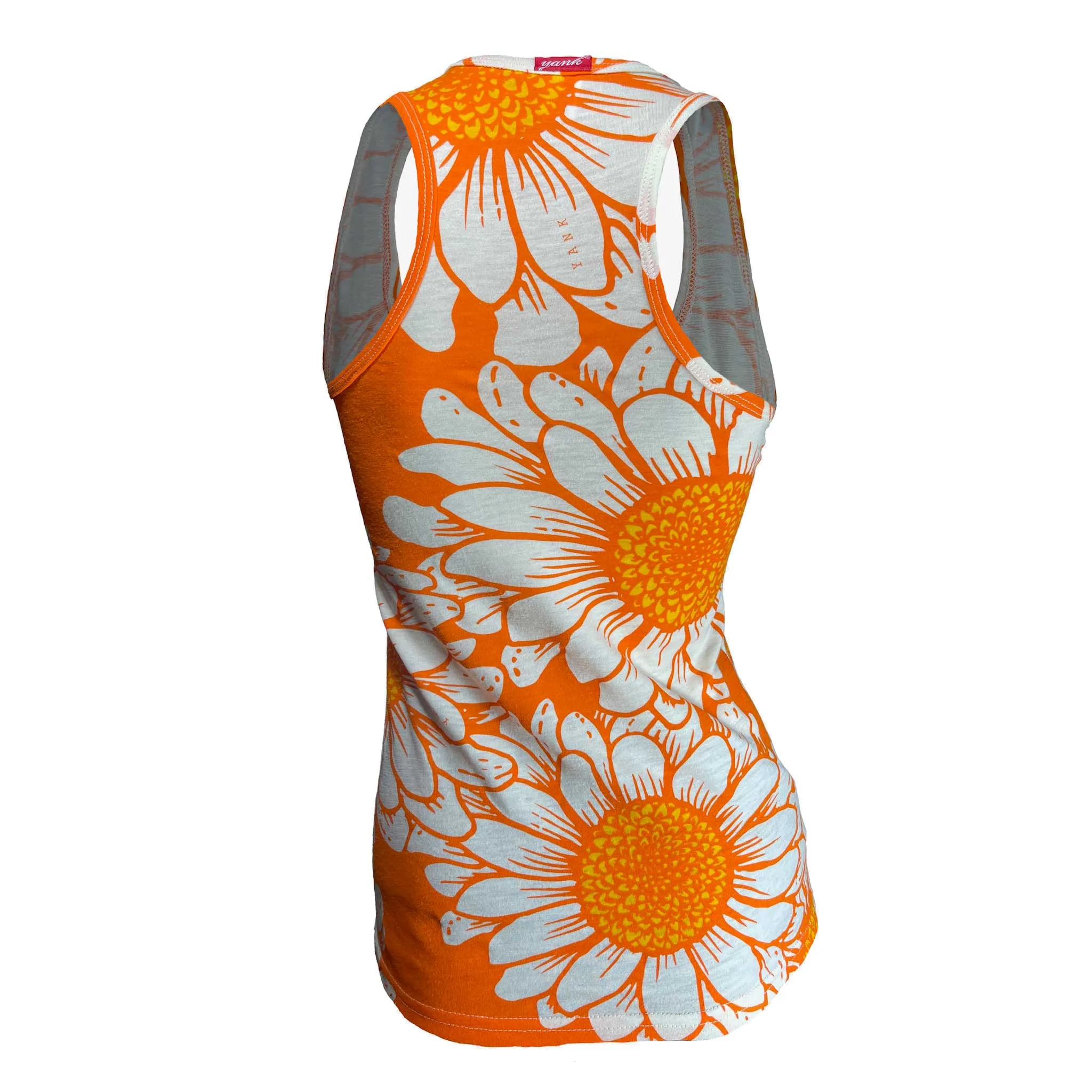 SECONDS Women's Flower Power Merino Tank Top | Orange Zest