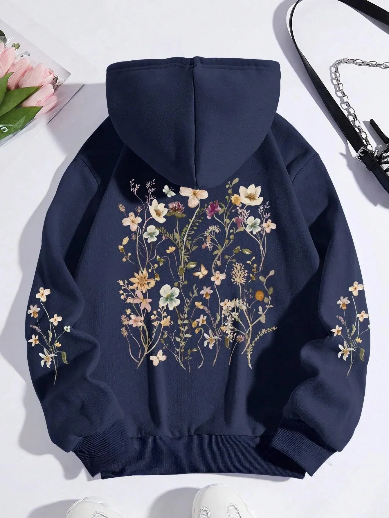 SXV  'flowers’ Printed Cool Aesthetic Sweatshirt Hoodie