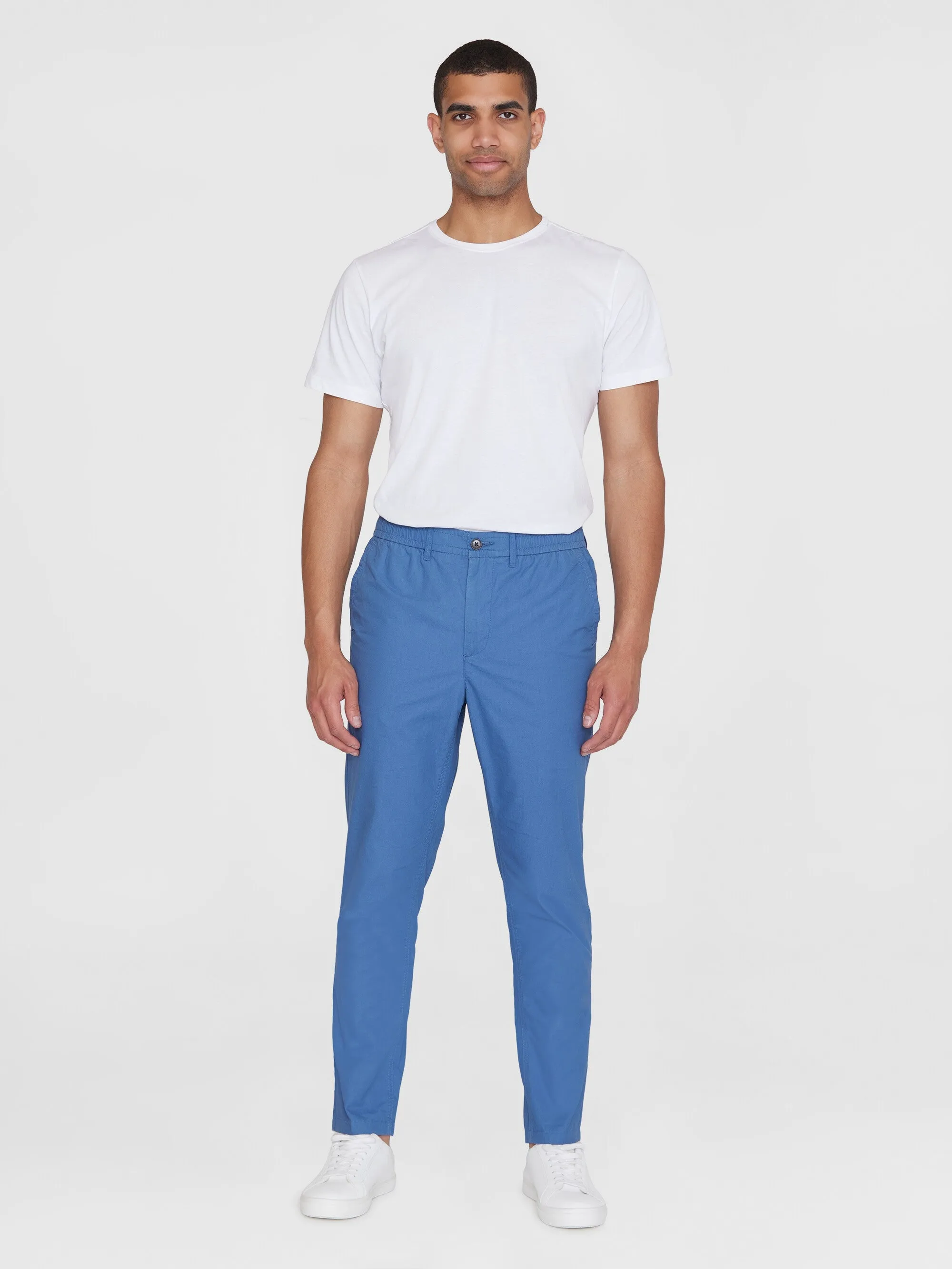 TIM tapered poplin elastic waist string pants - GOTS/Vegan - Moonlight Blue