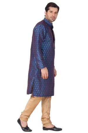 VASTRAMAY Blue Zari Weaved Kurta Set