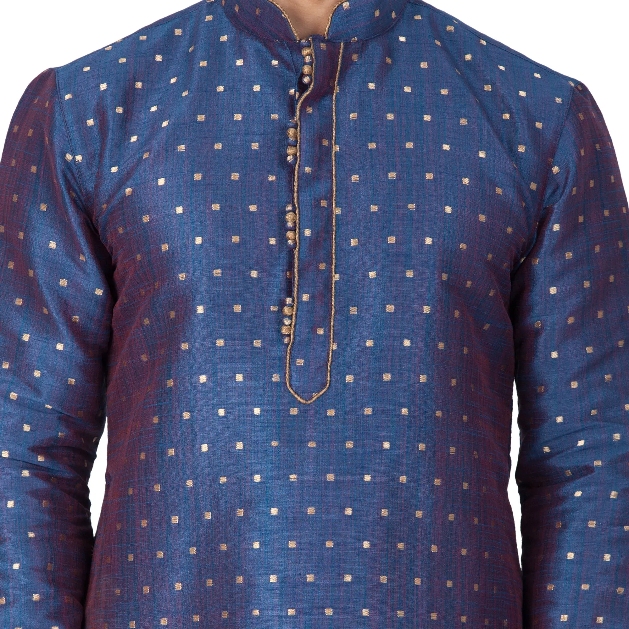 VASTRAMAY Blue Zari Weaved Kurta Set