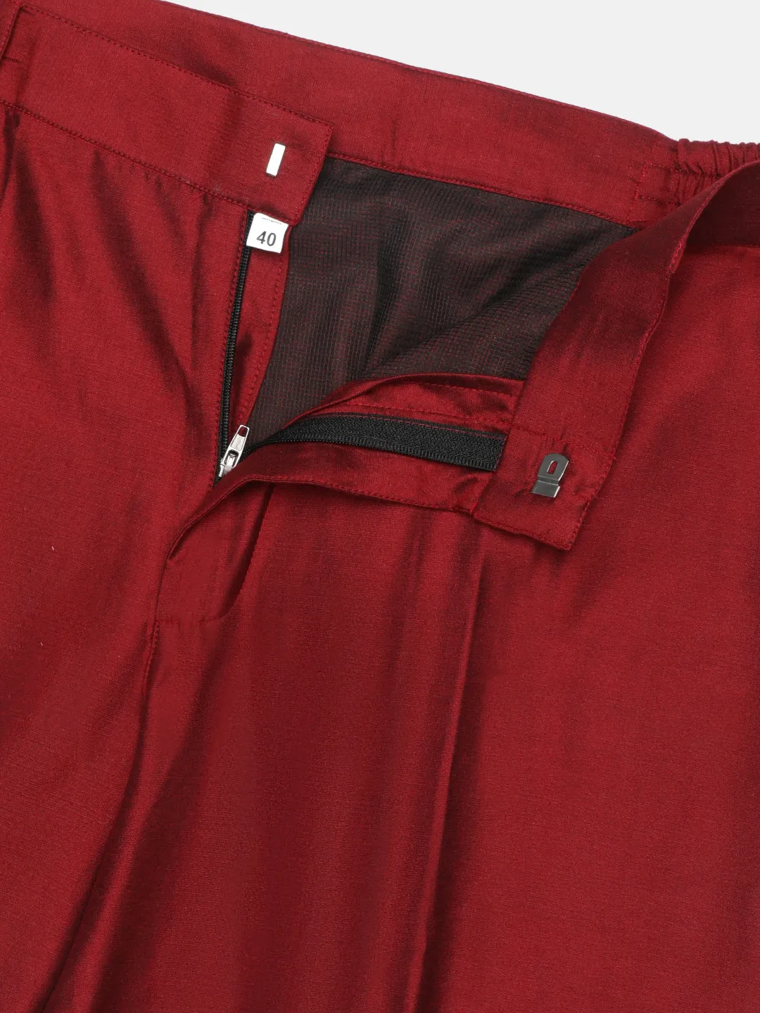 Vastramay Men's Maroon Viscose Pant Style Pyjama Set