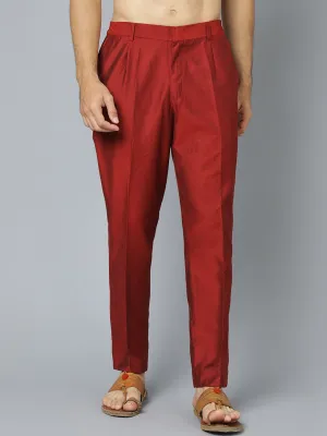 Vastramay Men's Maroon Viscose Pant Style Pyjama Set