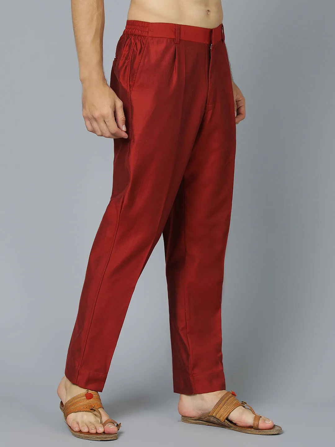 Vastramay Men's Maroon Viscose Pant Style Pyjama Set