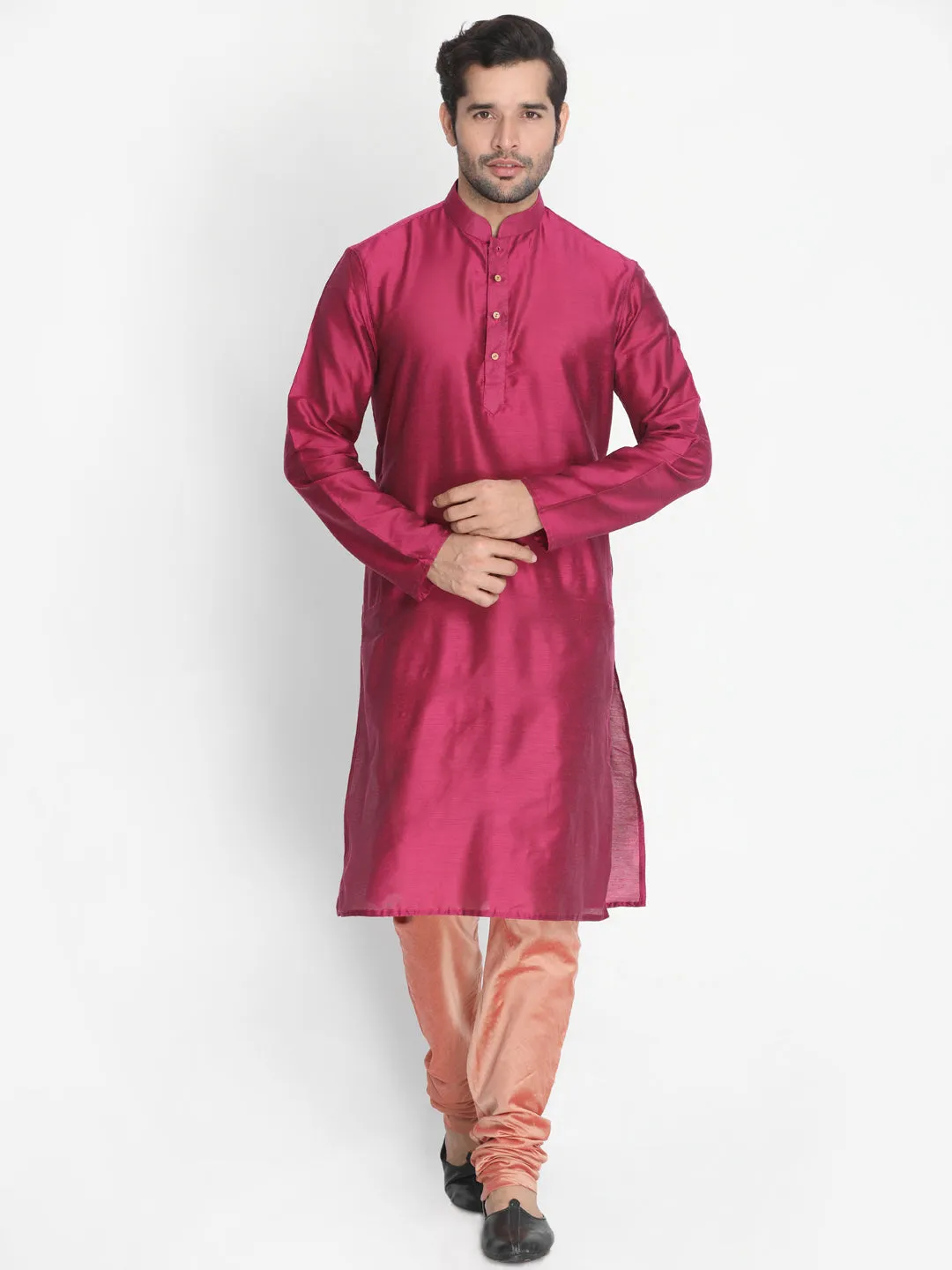 VASTRAMAY Men's Pink Cotton Blend Pyjama