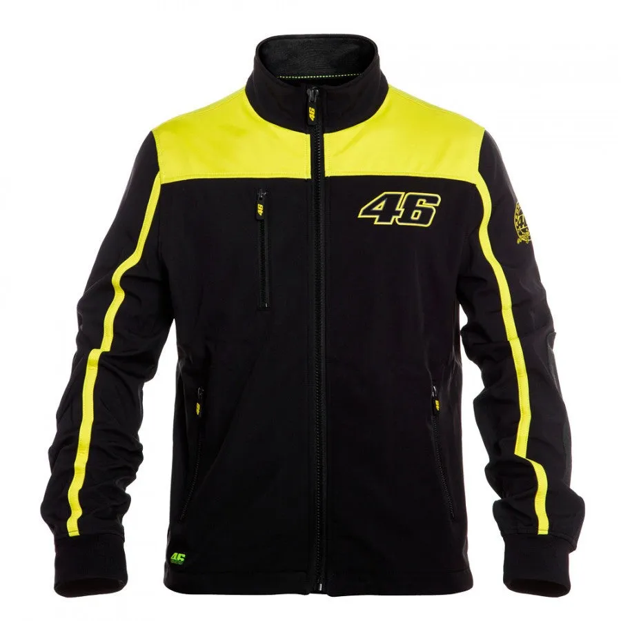 VR46 Rossi MotoGP Soft Shell Zip Up Jacket Top - Black yellow