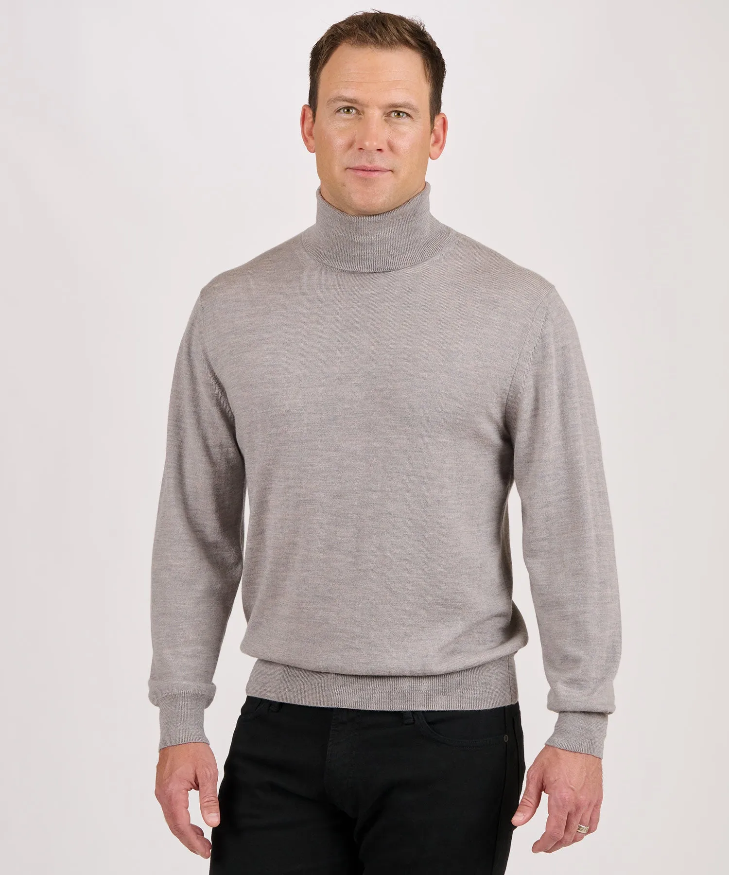 Westport Black Merino Wool Turtleneck Sweater