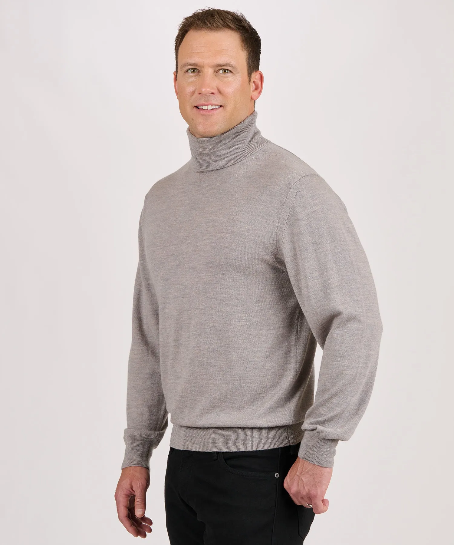 Westport Black Merino Wool Turtleneck Sweater