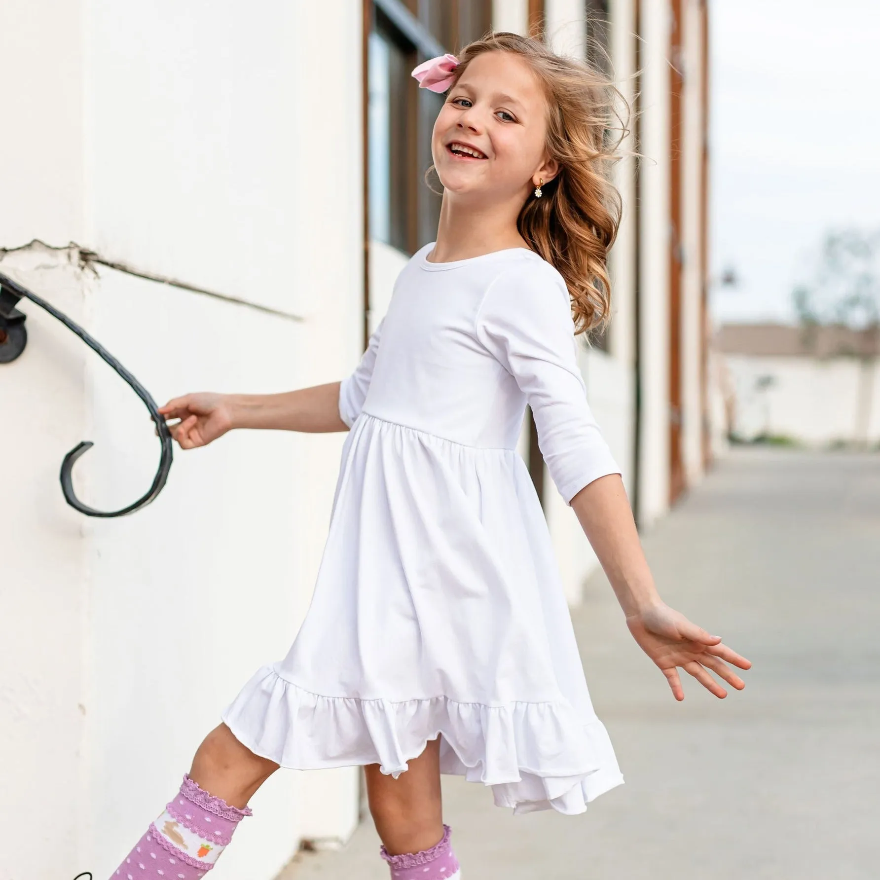 White Long Sleeve Charm Dress