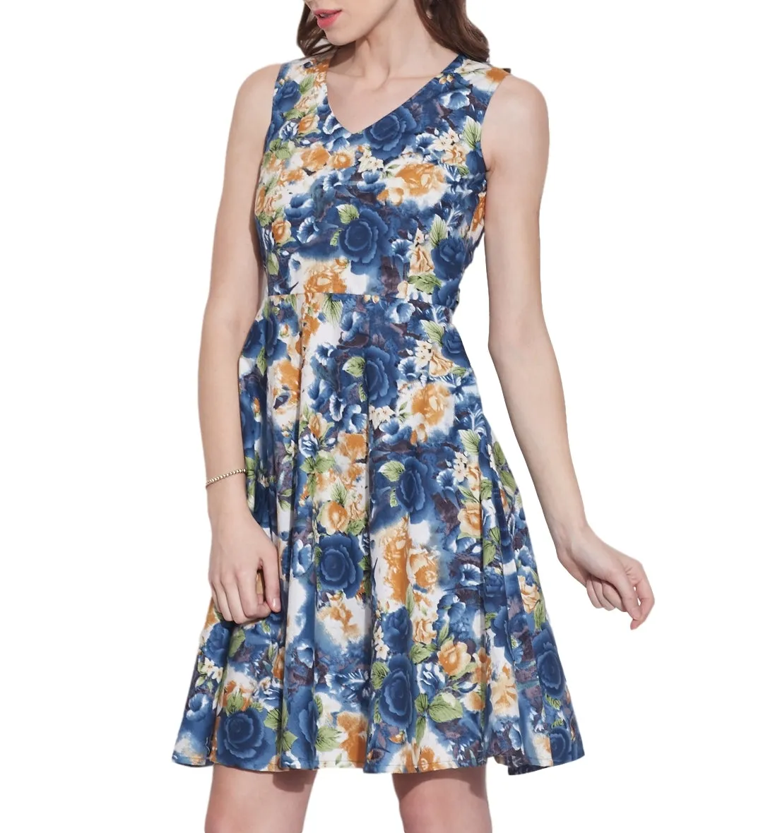 Women's Apparel Cotton Printed Dress,Machine Washable,W-CPD32-1620, Size-32 Inch