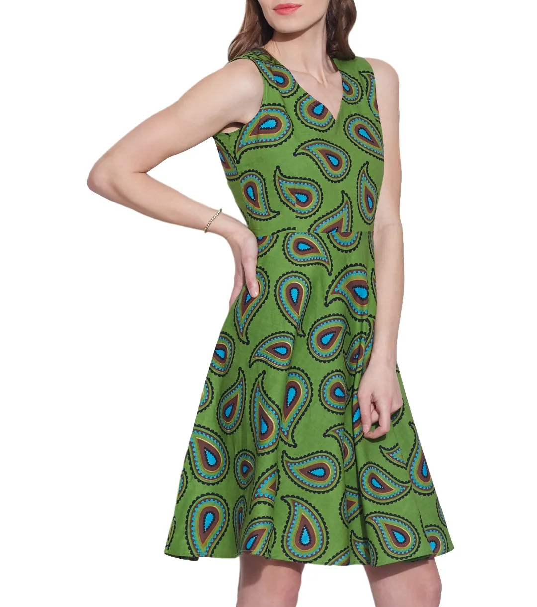 Women's Apparel Cotton Printed Dress,Machine Washable,W-CPD34-1623, Size-34 Inch