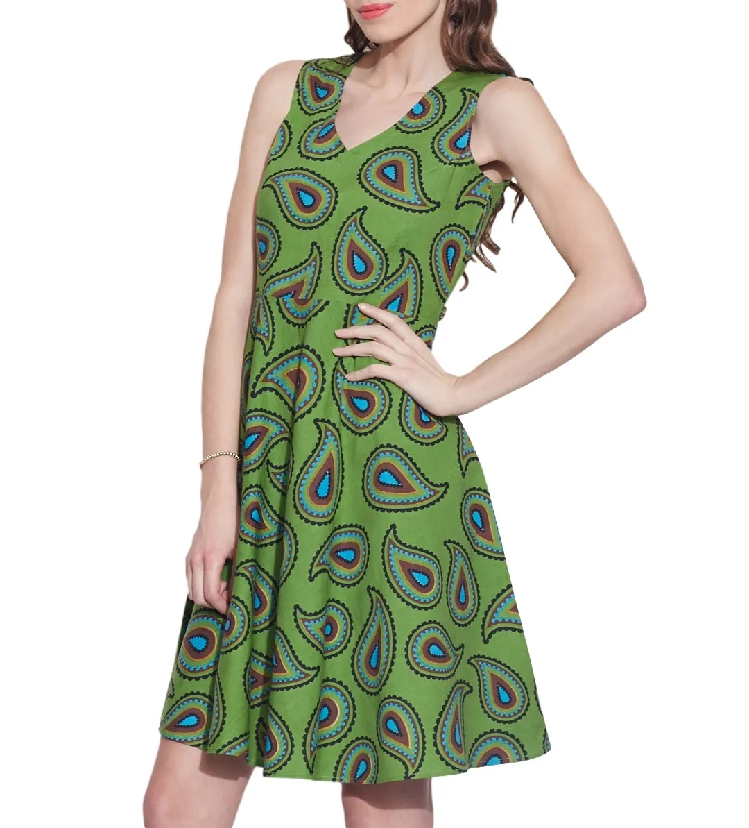 Women's Apparel Cotton Printed Dress,Machine Washable,W-CPD34-1623, Size-34 Inch