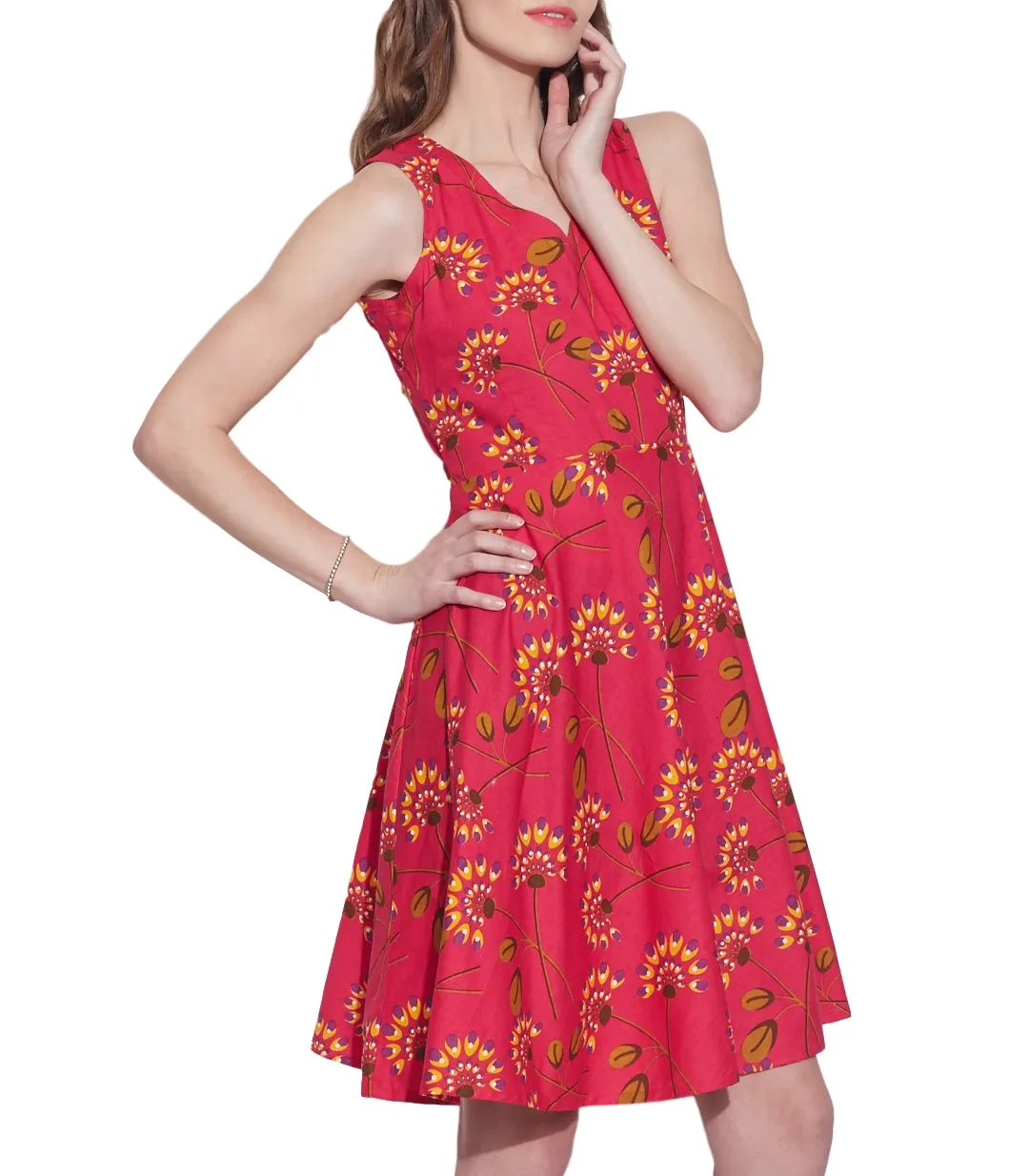 Womens Clothing Cotton Printed Dress,Machine washable,W-CPD46-1605, Size-46 Inch