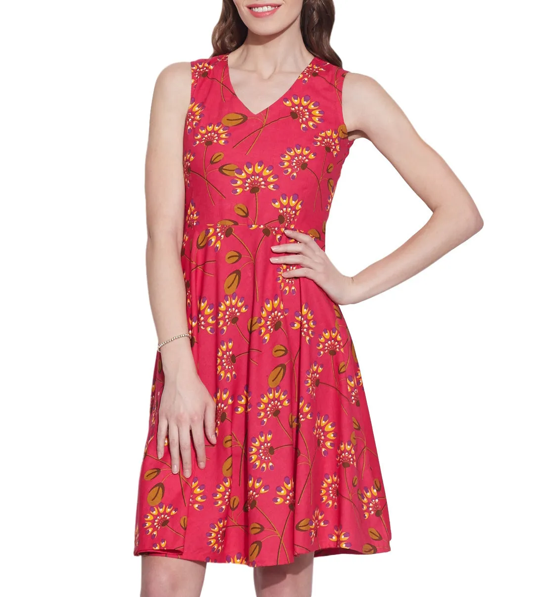 Womens Clothing Cotton Printed Dress,Machine washable,W-CPD46-1605, Size-46 Inch