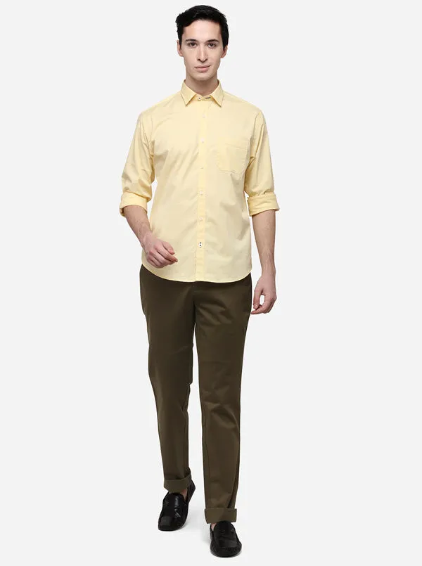 Yellow Classic Fit Solid Casual Shirt | Greenfibre